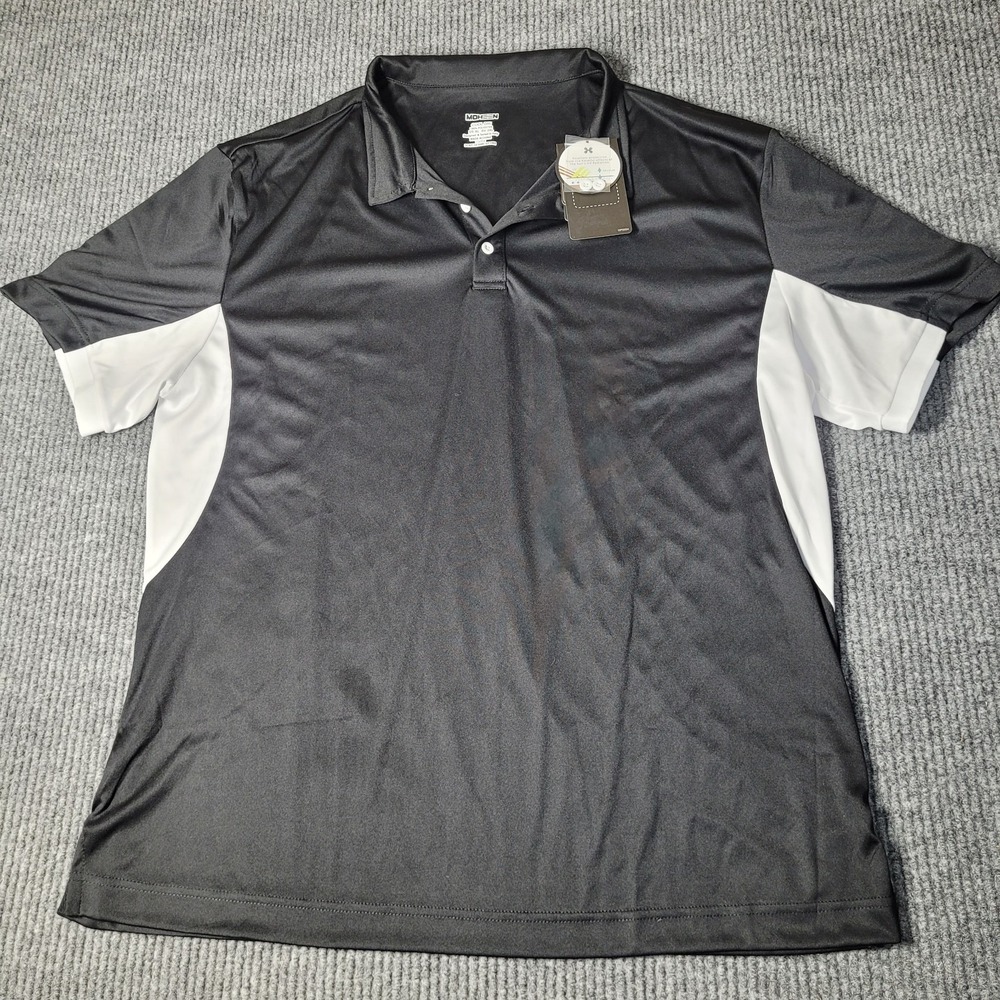NWT Moheen Cool Dri Polo Shirt‎ Mens Size XL Black White Golf Resort